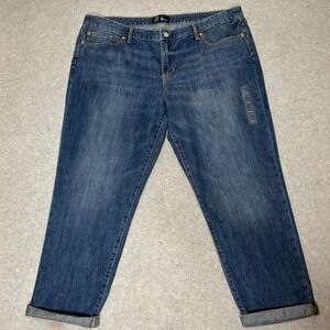New‎ GAP Sexy Boyfriend Jeans Women's 18 34 Medium Wash Cuffed Cropped Denim